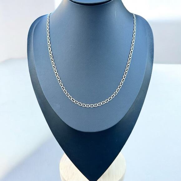 Mariner Chain Anchor Link Sterling Silver Unisex Necklace 925 22 Inches 4mm - Picture 2 of 5